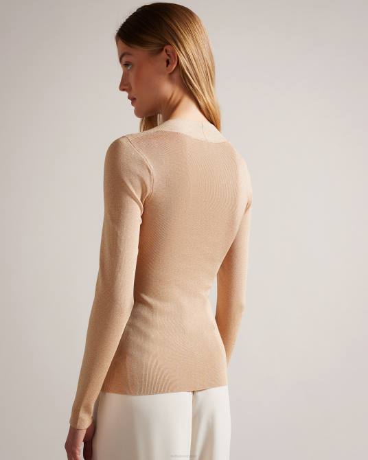 Ted Baker mujer 2ZFP110 ropa top de punto cruzado de corte slim eloisy Rosado oscuro