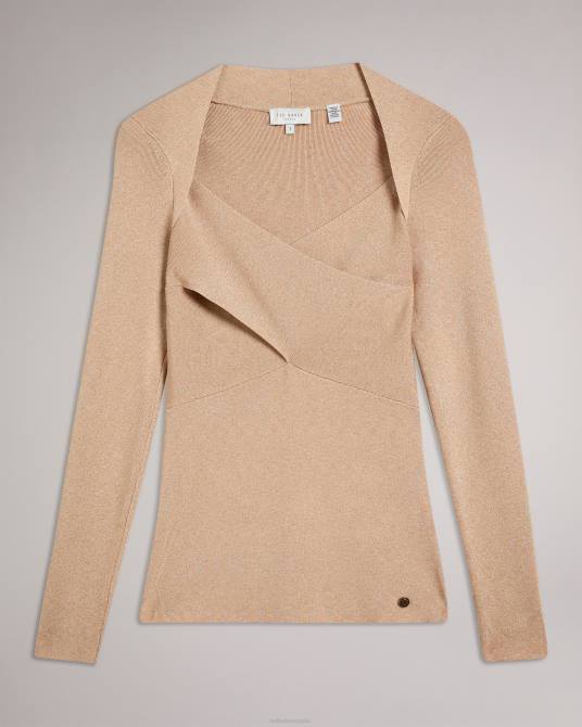 Ted Baker mujer 2ZFP110 ropa top de punto cruzado de corte slim eloisy Rosado oscuro