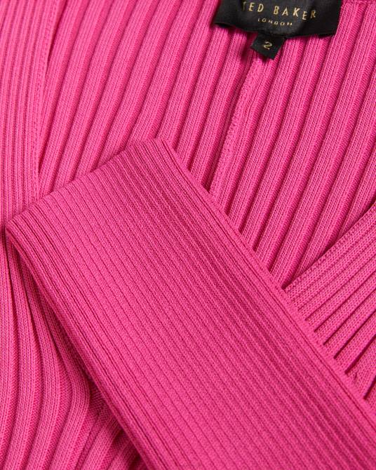 Ted Baker mujer 2ZFP118 ropa Top de punto de canalé con hombros abullonados Rosa profundo