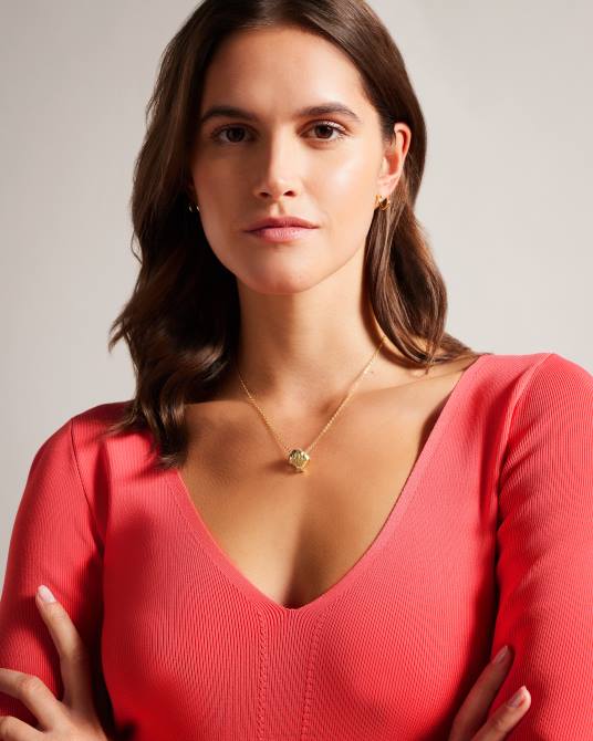 Ted Baker mujer 2ZFP49 ropa top de punto ajustado con cuello en V cileste coral