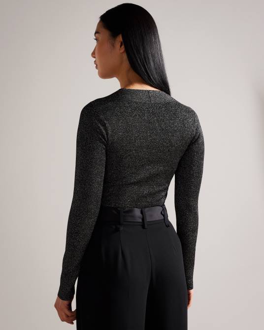 Ted Baker mujer 2ZFP95 ropa top de punto cruzado de corte slim eloisy negro