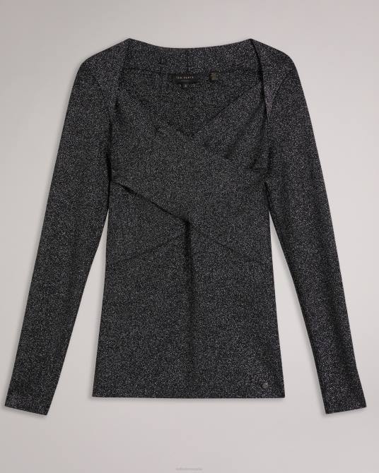 Ted Baker mujer 2ZFP95 ropa top de punto cruzado de corte slim eloisy negro