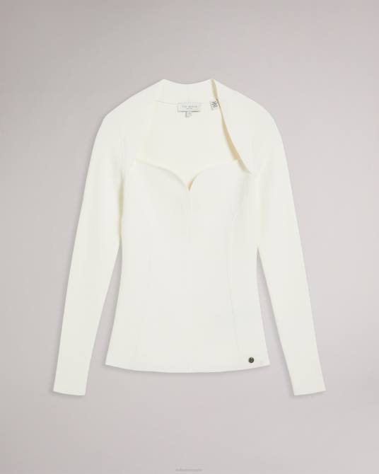 Ted Baker mujer 2ZFP99 ropa top helenh de punto con escote corazón blanco