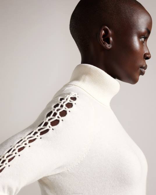 Ted Baker mujer 2ZFP124 ropa jersey maevia con cuello vuelto y aplicación de puntos natural