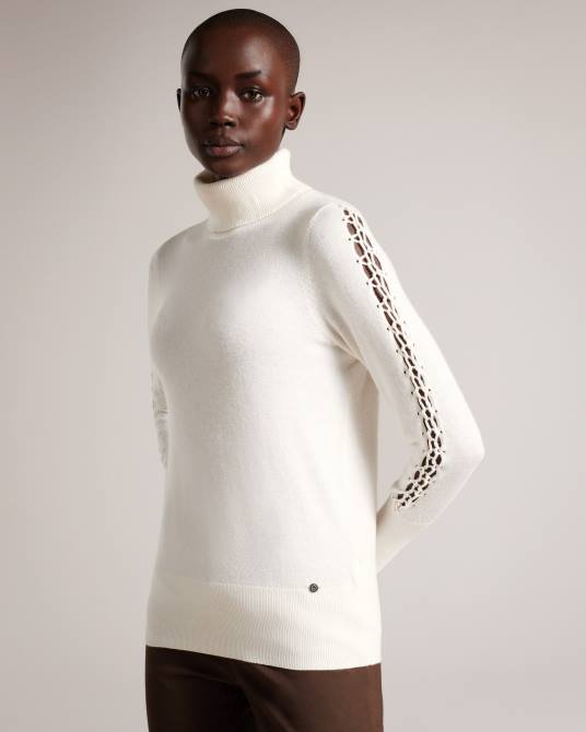 Ted Baker mujer 2ZFP124 ropa jersey maevia con cuello vuelto y aplicación de puntos natural