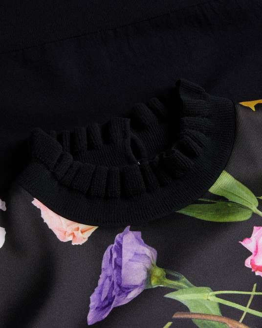 Ted Baker mujer 2ZFP146 ropa jersey con cuello acampanado y parte delantera tejida daneaa negro