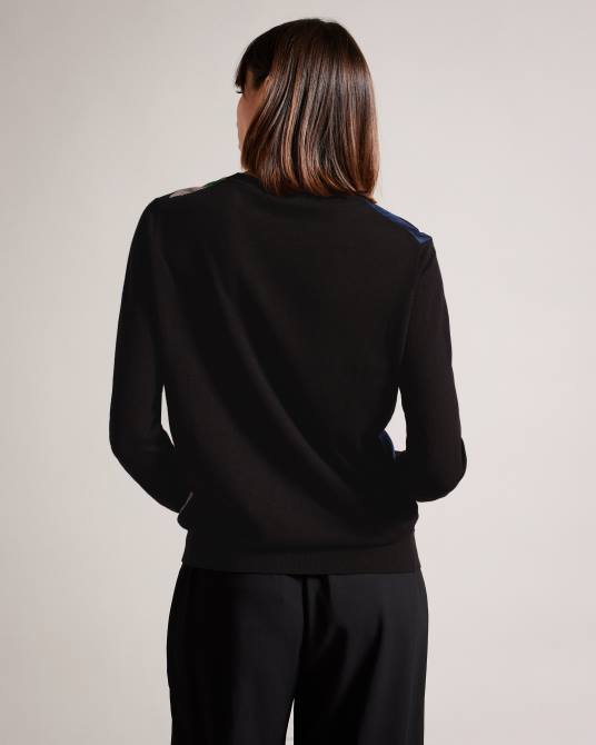 Ted Baker mujer 2ZFP267 ropa suéter marola de corte sencillo con estampado floral en la parte delantera azul marino oscuro