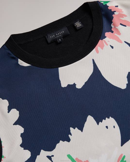 Ted Baker mujer 2ZFP267 ropa suéter marola de corte sencillo con estampado floral en la parte delantera azul marino oscuro