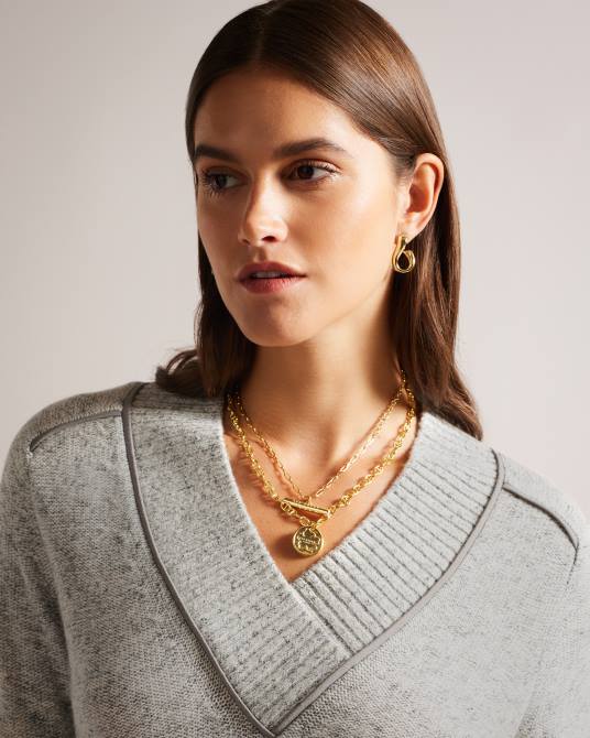 Ted Baker mujer 2ZFP354 ropa suéter noryah de manga larga con cuello en v marga gris