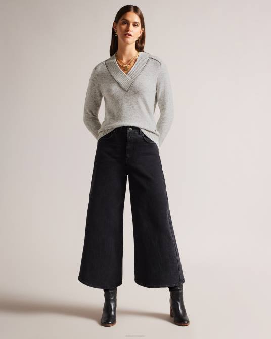 Ted Baker mujer 2ZFP354 ropa suéter noryah de manga larga con cuello en v marga gris