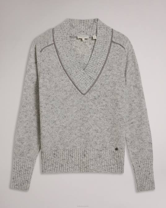 Ted Baker mujer 2ZFP354 ropa suéter noryah de manga larga con cuello en v marga gris