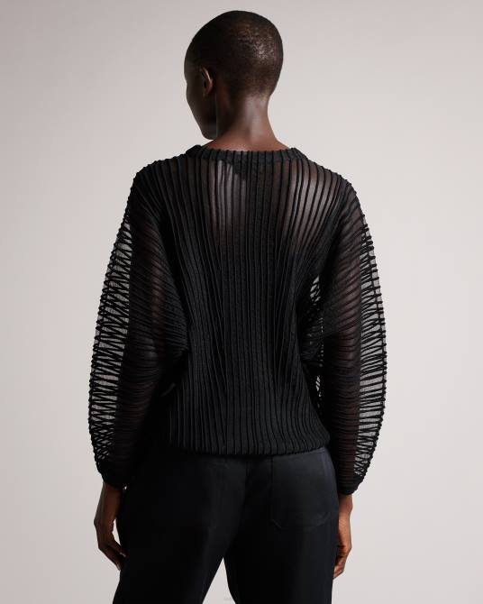 Ted Baker mujer 2ZFP357 ropa Jersey de punto transparente a rayas Nellay negro