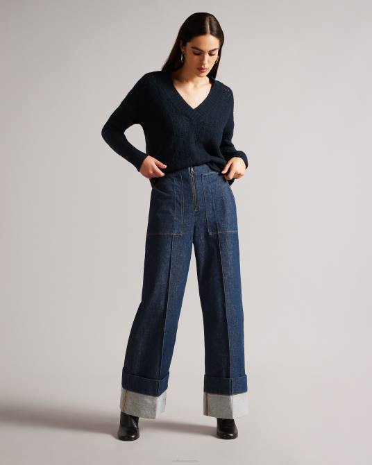 Ted Baker mujer 2ZFP444 ropa suéter jackeiy con cuello en v Armada