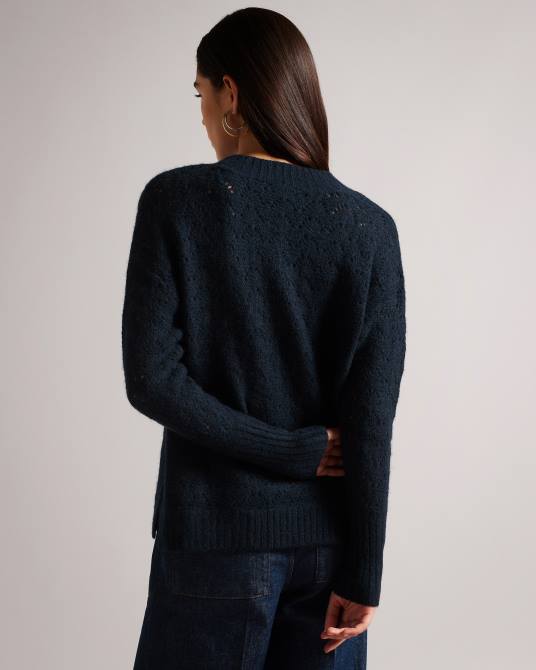 Ted Baker mujer 2ZFP444 ropa suéter jackeiy con cuello en v Armada