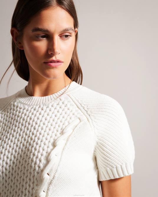 Ted Baker mujer 2ZFP469 ropa suéter de punto de ochos de manga corta leiygh blanco
