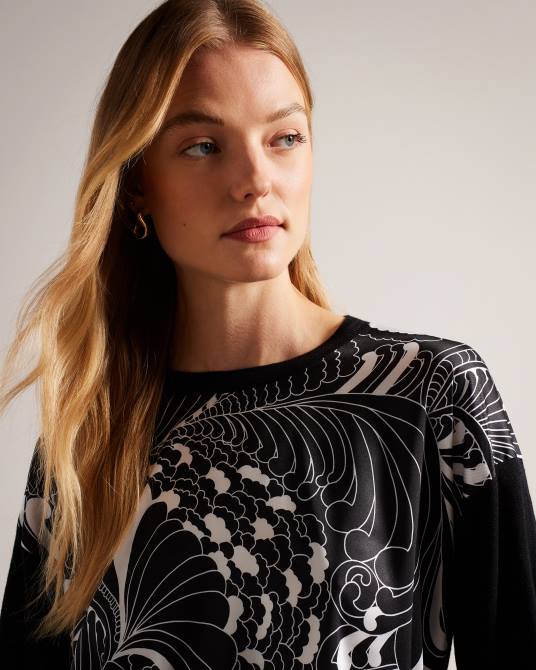 Ted Baker mujer 2ZFP47 ropa suéter tejido con parte delantera sicell negro