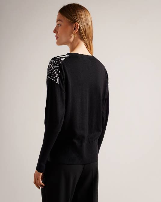 Ted Baker mujer 2ZFP47 ropa suéter tejido con parte delantera sicell negro