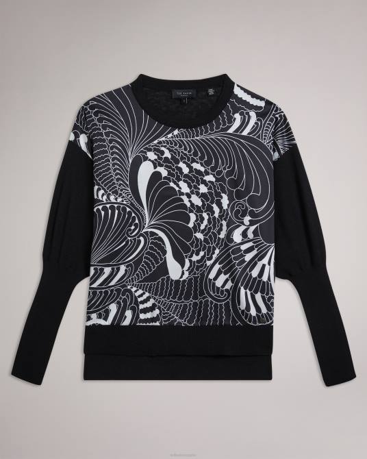 Ted Baker mujer 2ZFP47 ropa suéter tejido con parte delantera sicell negro