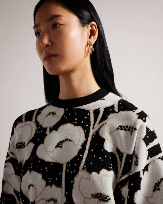 Ted Baker mujer 2ZFP93 ropa Pipha suéter corto de punto en jacquard negro