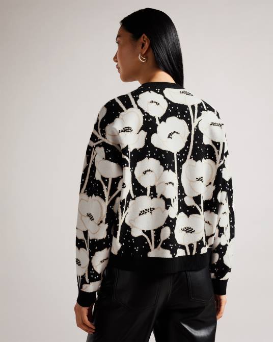 Ted Baker mujer 2ZFP93 ropa Pipha suéter corto de punto en jacquard negro