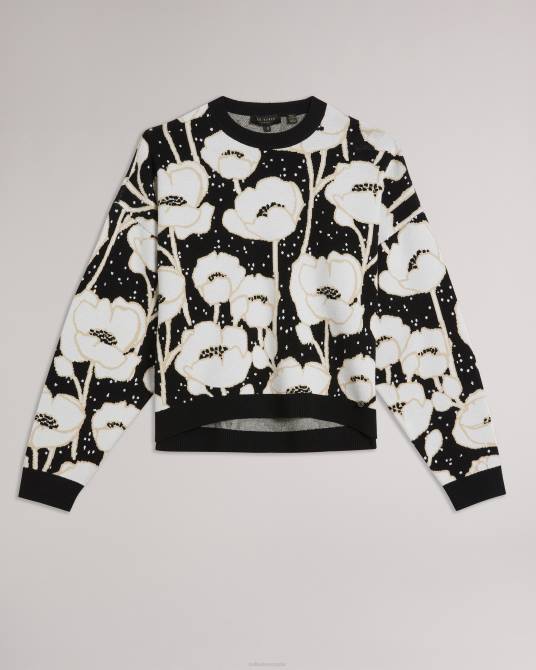 Ted Baker mujer 2ZFP93 ropa Pipha suéter corto de punto en jacquard negro
