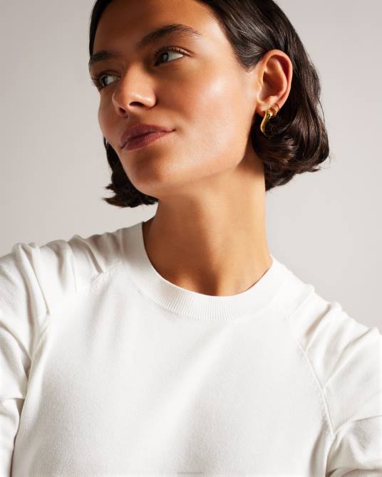Ted Baker mujer 2ZFP111 ropa suéter con detalle de pliegues de piyton blanco