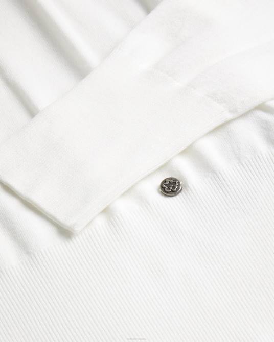 Ted Baker mujer 2ZFP111 ropa suéter con detalle de pliegues de piyton blanco