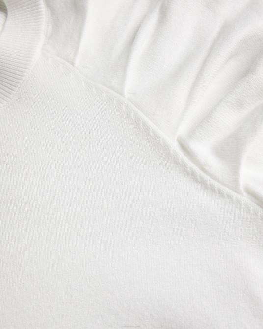 Ted Baker mujer 2ZFP111 ropa suéter con detalle de pliegues de piyton blanco