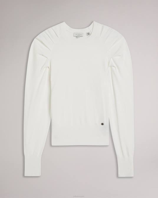 Ted Baker mujer 2ZFP111 ropa suéter con detalle de pliegues de piyton blanco