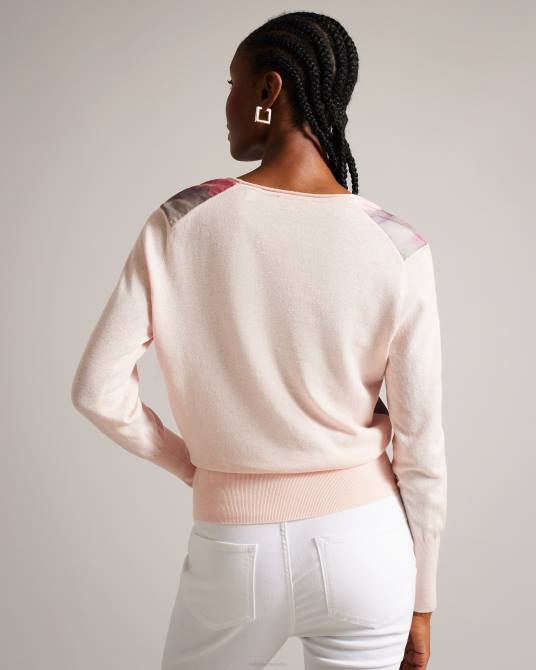 Ted Baker mujer 2ZFP147 ropa suéter tejido con cuello en V en la parte delantera lusindi coral