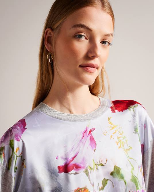 Ted Baker mujer 2ZFP84 ropa suéter siynea tejido en la parte delantera con detalle en la manga marga gris