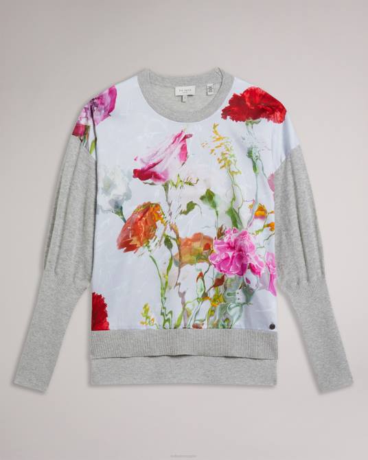 Ted Baker mujer 2ZFP84 ropa suéter siynea tejido en la parte delantera con detalle en la manga marga gris