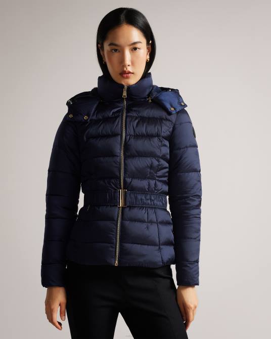 Ted Baker mujer 2ZFP105 ropa abbiiee abrigo acolchado con cinturón y capucha de quita y pon Armada