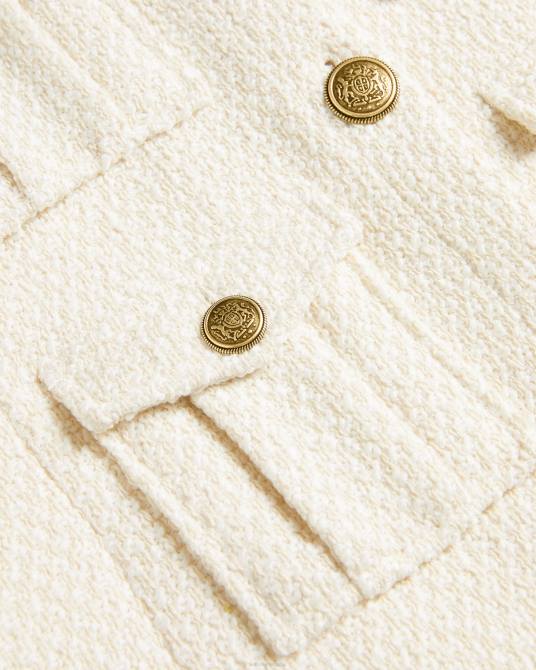 Ted Baker mujer 2ZFP126 ropa chaqueta corta con botones de bouclé color crema natural