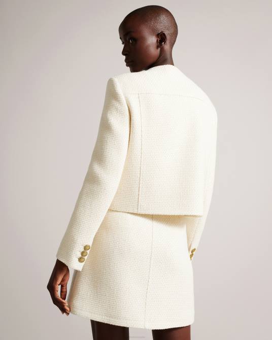 Ted Baker mujer 2ZFP126 ropa chaqueta corta con botones de bouclé color crema natural