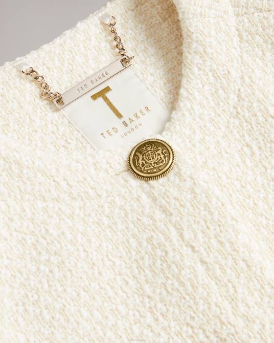 Ted Baker mujer 2ZFP126 ropa chaqueta corta con botones de bouclé color crema natural