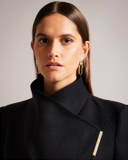 Ted Baker mujer 2ZFP133 ropa abrigo cruzado de lana rosa negro