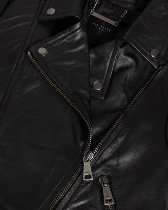 Ted Baker mujer 2ZFP196 ropa chaqueta motera de cuero ajustada ellaar negro