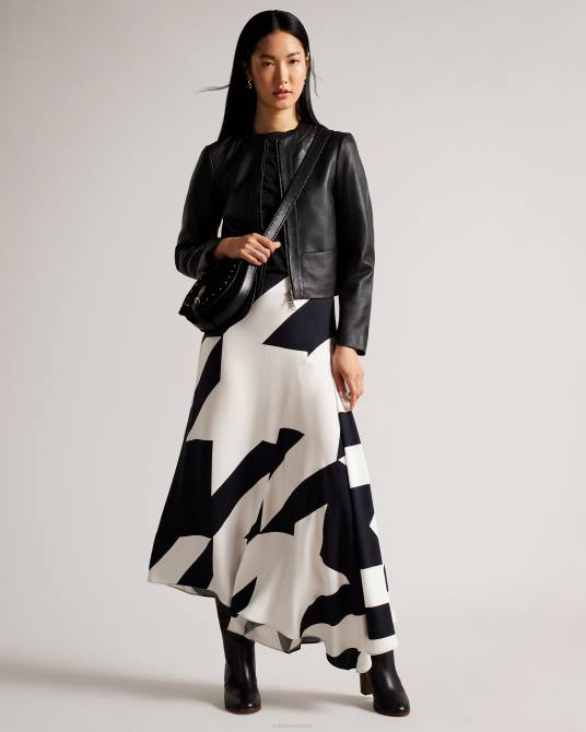 Ted Baker mujer 2ZFP204 ropa chaqueta ajustada de cuero con paneles clarya negro