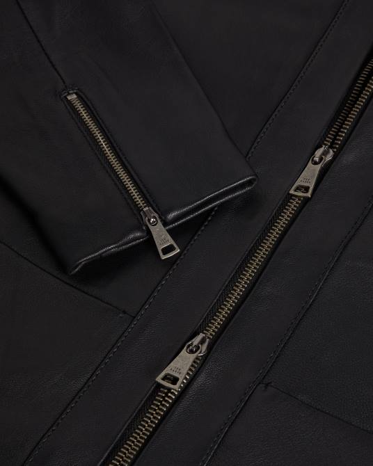 Ted Baker mujer 2ZFP204 ropa chaqueta ajustada de cuero con paneles clarya negro