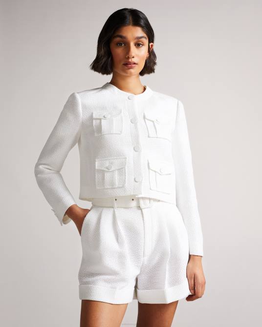 Ted Baker mujer 2ZFP225 ropa chaqueta cargo corta alera blanco