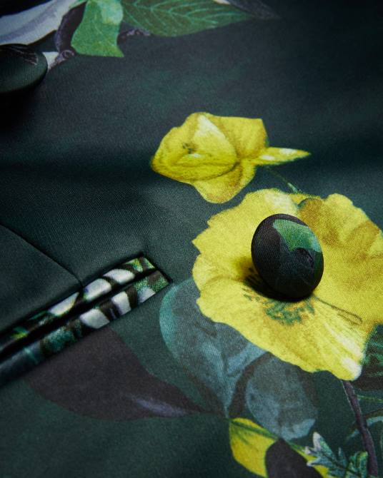 Ted Baker mujer 2ZFP248 ropa chaqueta cruzada de satén estampada aikaa verde oscuro