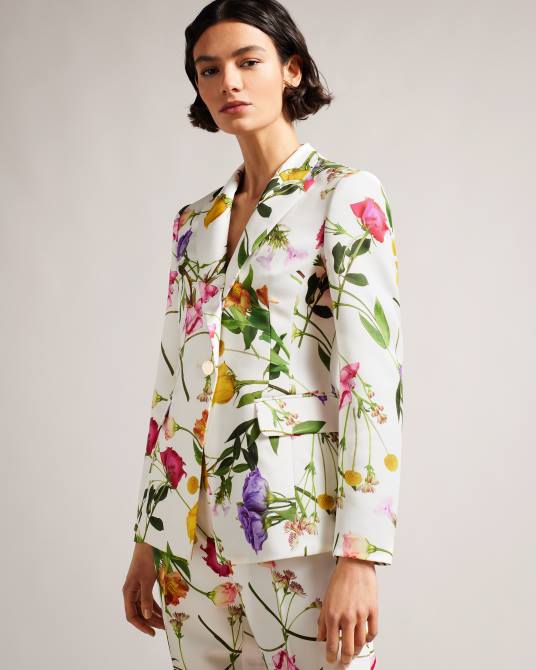 Ted Baker mujer 2ZFP253 ropa chaqueta de traje de corte slim con estampado floral ziaah blanco
