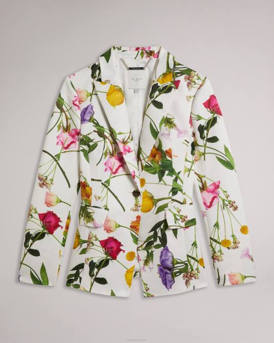 Ted Baker mujer 2ZFP253 ropa chaqueta de traje de corte slim con estampado floral ziaah blanco