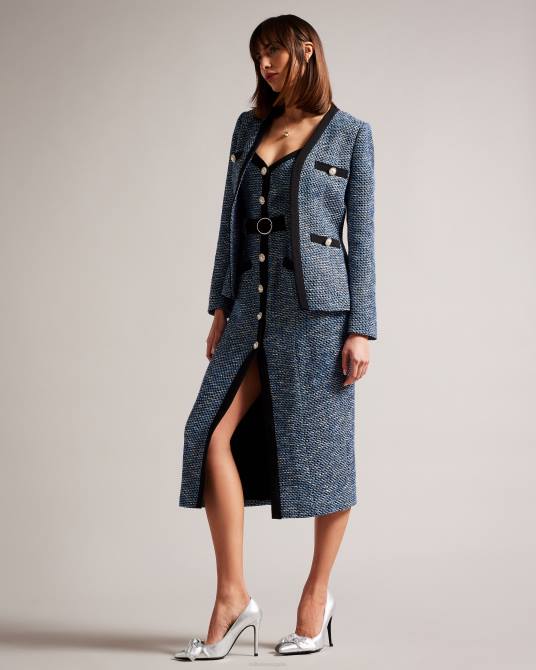 Ted Baker mujer 2ZFP301 ropa chaqueta boucle con cuello en v diniia azul marino oscuro