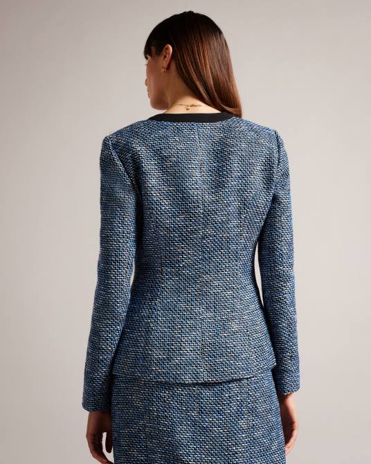 Ted Baker mujer 2ZFP301 ropa chaqueta boucle con cuello en v diniia azul marino oscuro