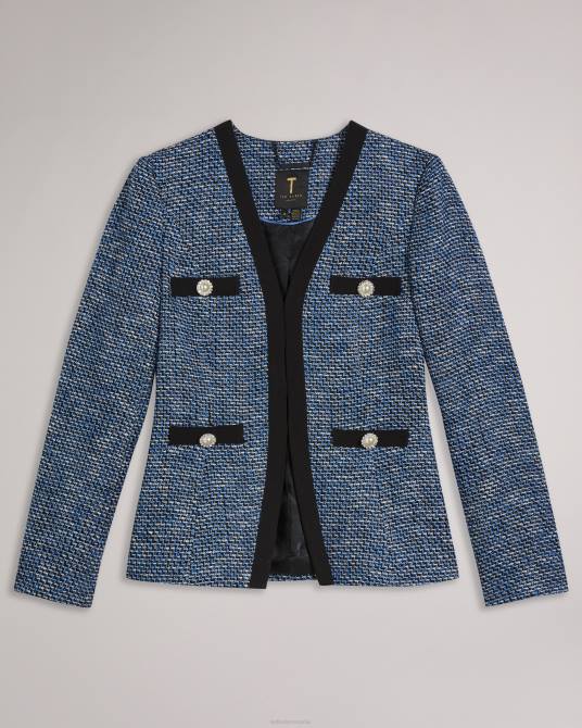 Ted Baker mujer 2ZFP301 ropa chaqueta boucle con cuello en v diniia azul marino oscuro