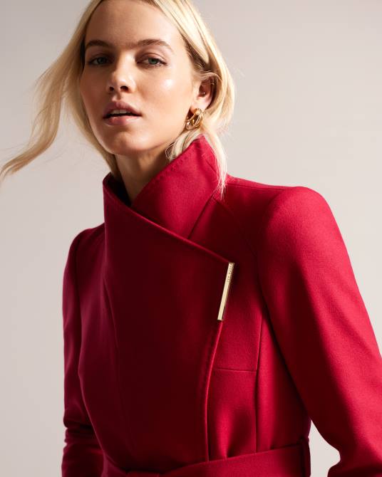 Ted Baker mujer 2ZFP306 ropa abrigo cruzado de lana rosa Rosa profundo