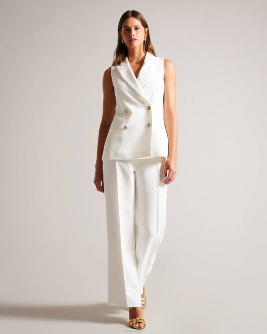 Ted Baker mujer 2ZFP334 ropa chaqueta cruzada sin mangas llaylaj blanco
