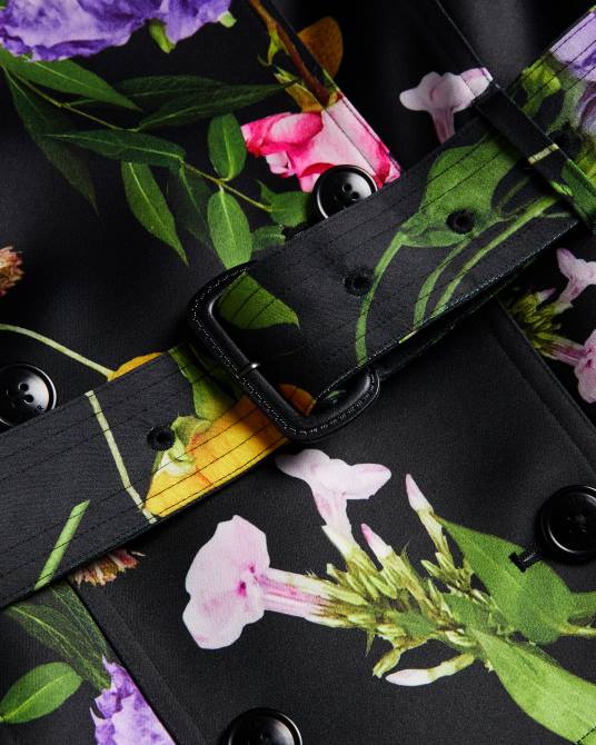 Ted Baker mujer 2ZFP358 ropa gabardina floral con doble botonadura moiraa negro